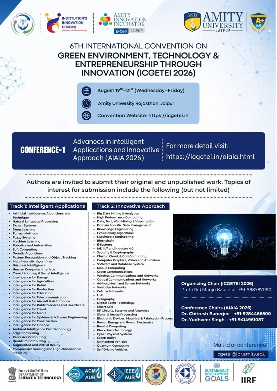 Poster — Green Environment, Technology and Entrepreneurship through Innovation conference announcement