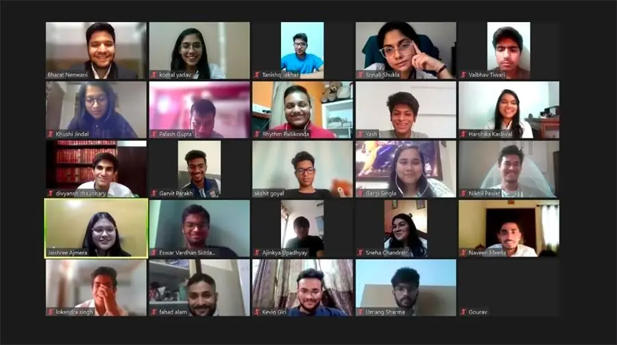 Participants attending an IIRF session online, shown in a grid view